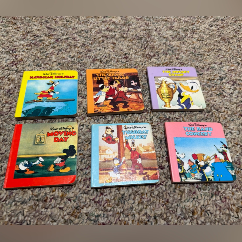 Lot of 6 tiny Disney Books - 1986 - Tugboat Mickey, The Brave Little Tailor